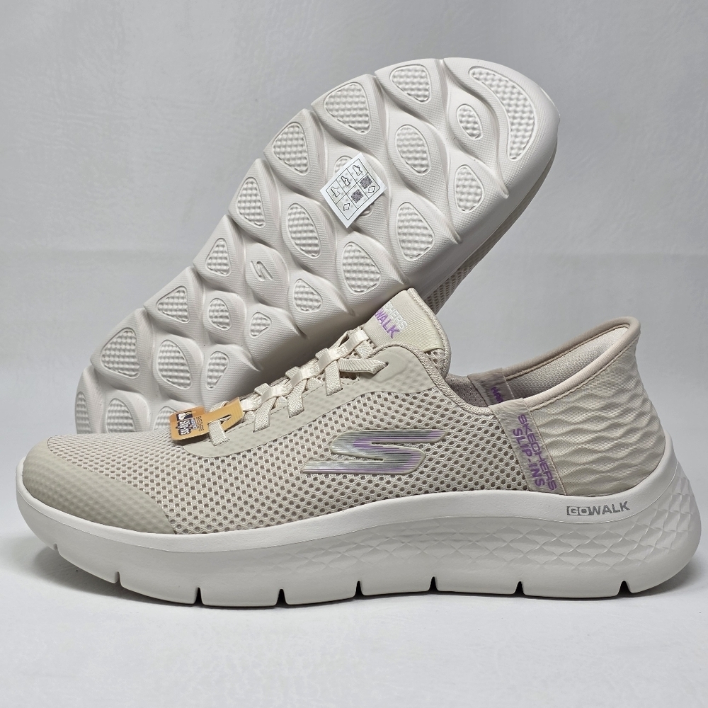 SKECHERS Go Walk Flex Grand Entry Off-White Womens  Slip On Sneakers Size 8 New